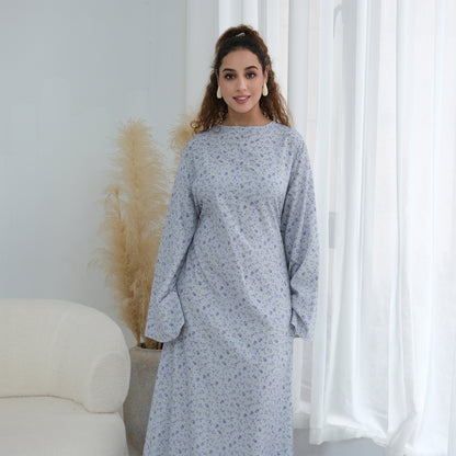Elegant Floral Print Maxi Abaya – Modest Everyday Dress