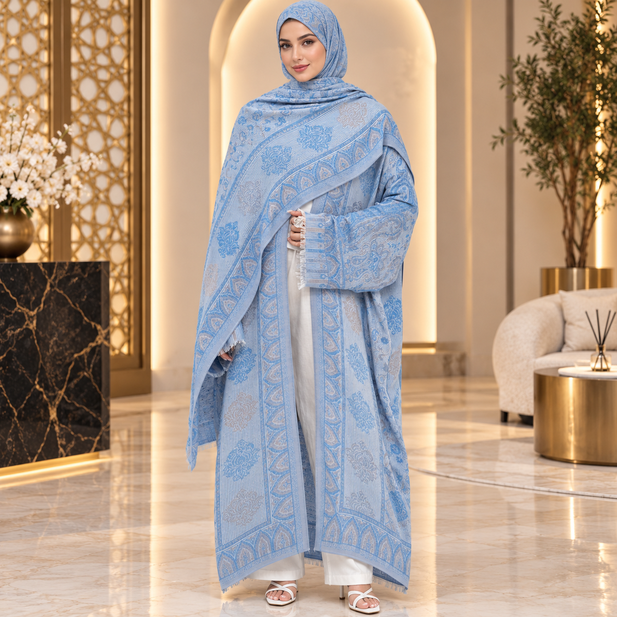 Elegant Paisley Printed Abaya Set with Matching Hijab – Modest Fashion for Every Occasion