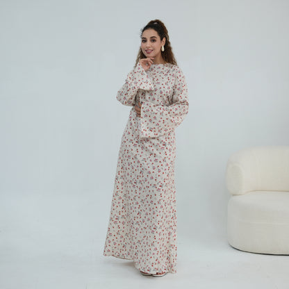 Elegant Floral Print Maxi Abaya – Modest Everyday Dress