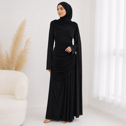 Abaya luxury Elegant Draped Maxi Dress