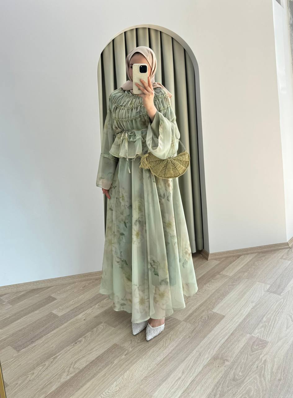 Elegant Dress | Modest Maxi Chiffon Dress | Evening Wear | Flowy I