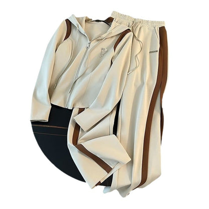 Cream & Brown Modest Tracksuit Set
