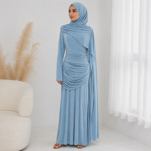 Abaya luxury Elegant Draped Maxi Dress