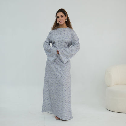Elegant Floral Print Maxi Abaya – Modest Everyday Dress