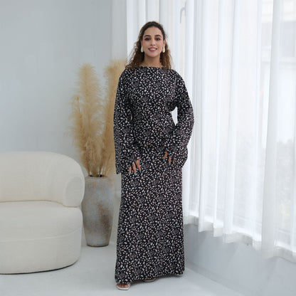 Elegant Floral Print Maxi Abaya – Modest Everyday Dress