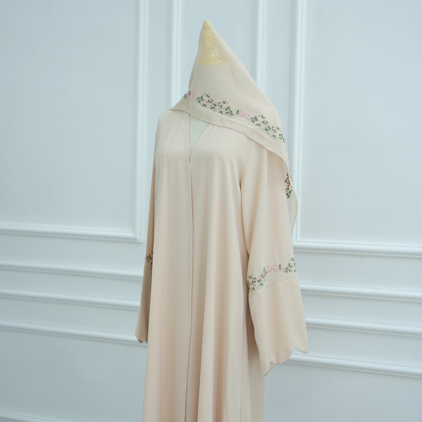 Elegant Embroidered Abaya Set with Matching Hijab