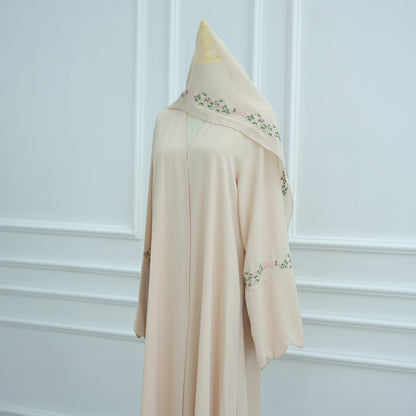 Elegant Embroidered Abaya Set with Matching Hijab