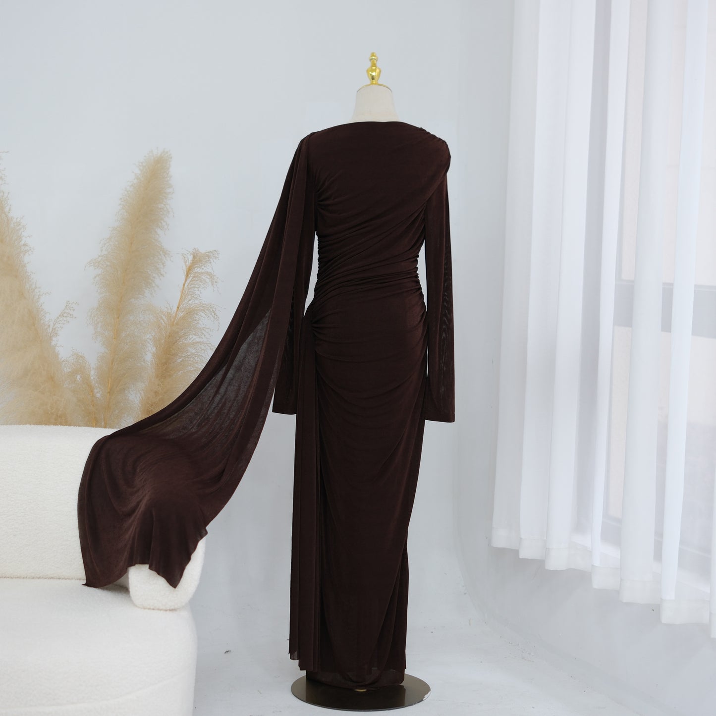 Abaya luxury Elegant Draped Maxi Dress