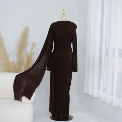 Abaya luxury Elegant Draped Maxi Dress