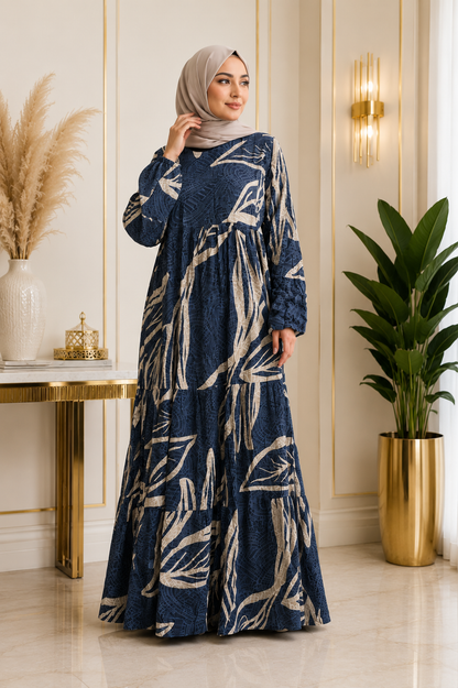 Summer Cotton Printed Abaya | Lightweight, Breathable & Wrinkle-Resistant