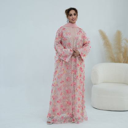 Luxury 3-Piece Floral Embroidery Abaya Set with Matching Hijab