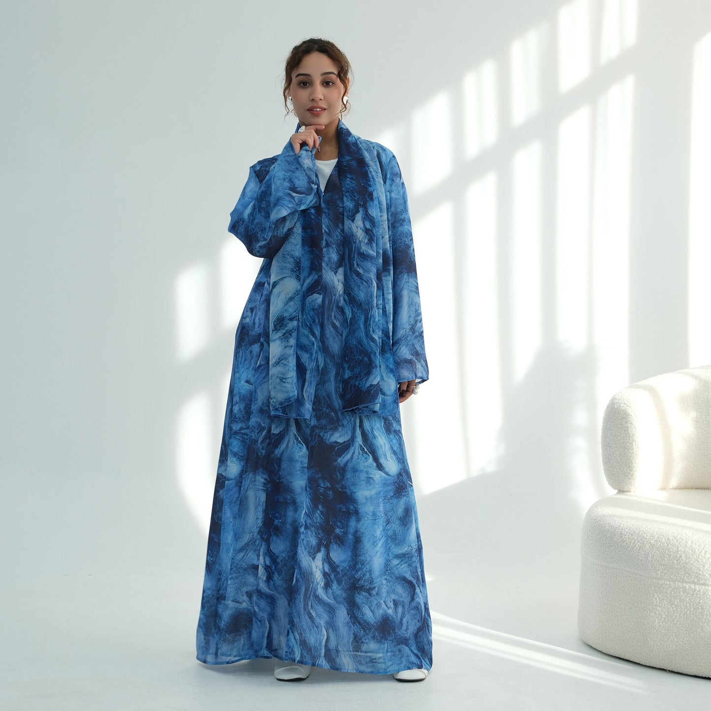 Abaya Set with Matching Hijab | 2 Piece Modest Muslim Dress | Loose Maxi Abaya for Women