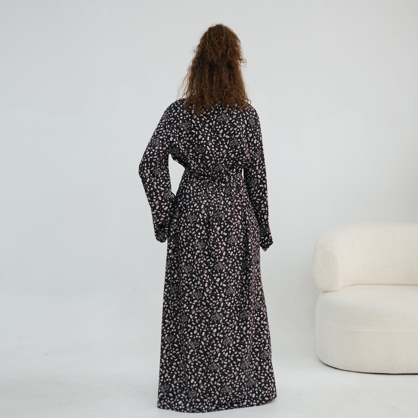 Elegant Floral Print Maxi Abaya – Modest Everyday Dress