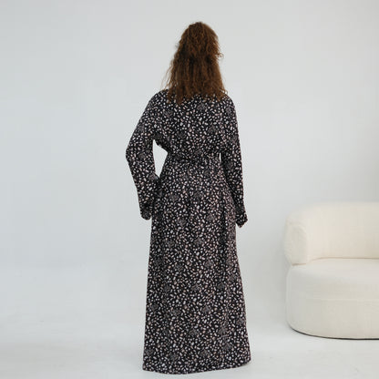 Elegant Floral Print Maxi Abaya – Modest Everyday Dress