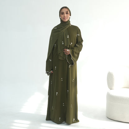 Abaya with Matching Hijab | Modest Maxi Dress for Women | Elegant Islamic Prayer Dress | Loose Fit Eid, Ramadan & Everyda