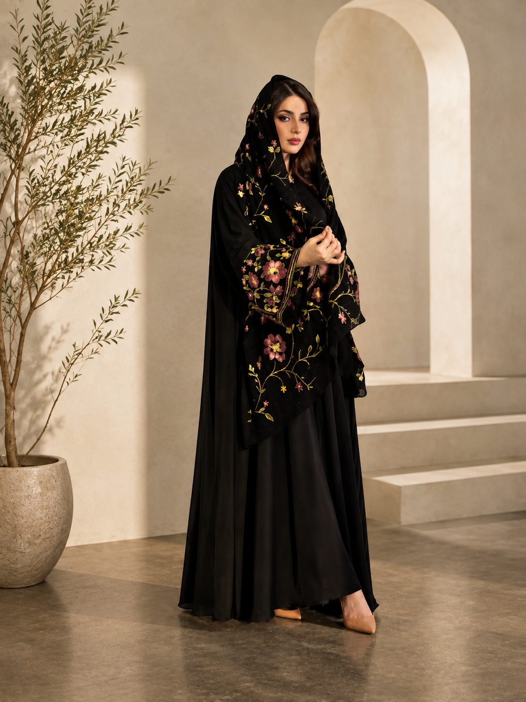 Floral Embroidered Abaya – Elegant & Modest