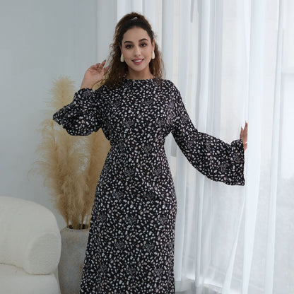 Elegant Floral Print Maxi Abaya – Modest Everyday Dress