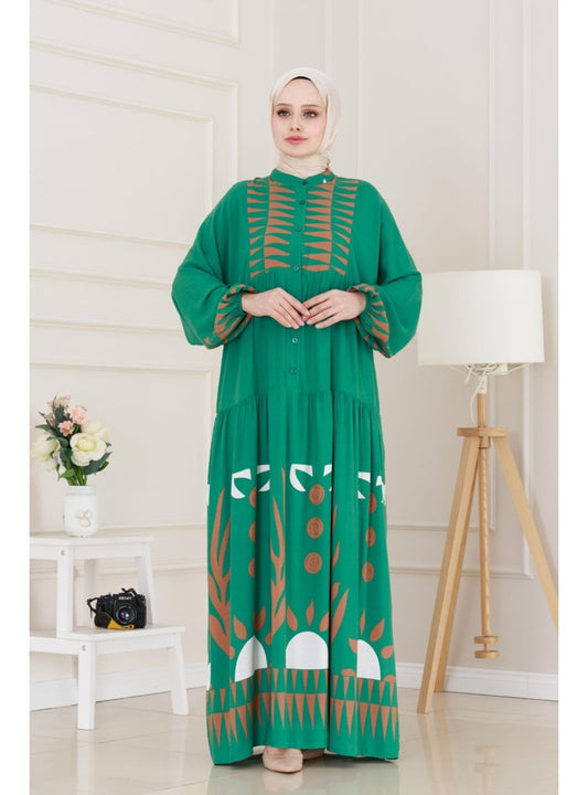 Green - 3D / Three Dimensional - Modest Dress